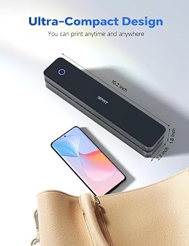 iDPRT MT610pro Portable Thermal Printer, 300DPi Bluetooth Mobile Printer for Travel, Thermal Printer A4 for Vehicles, Office, Home, School, Compatible with iOS, Android, Tablet & Laptop - Black