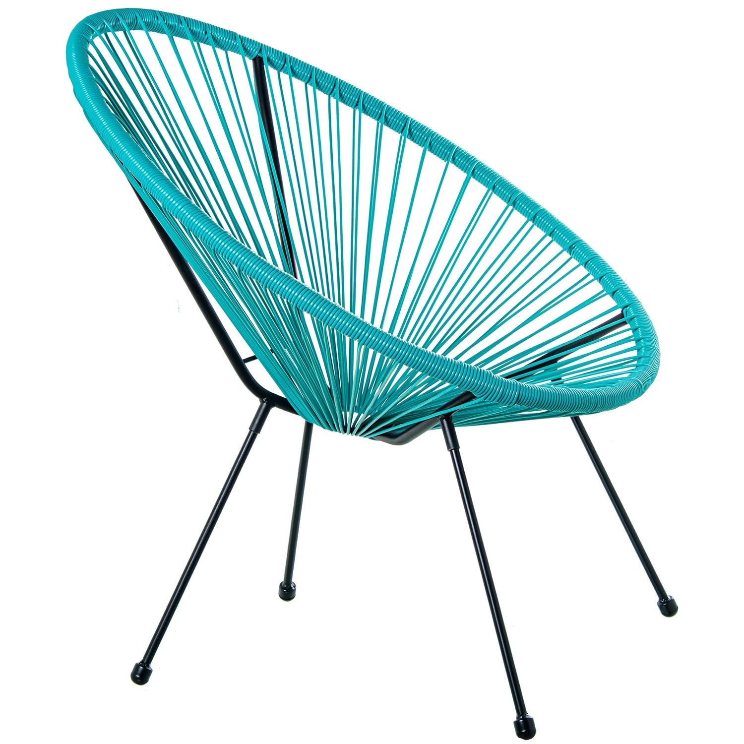 DRW Sillon Exterior de Acero y Mimbre Sintetico PE en Azul 80x71x83 cm