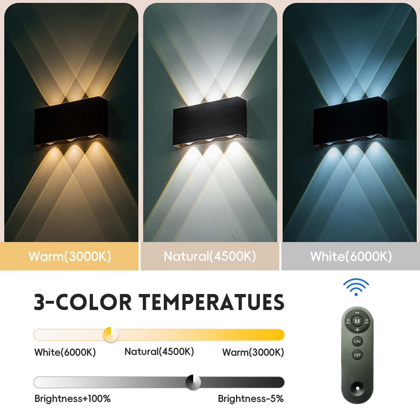 Applique da Parete a LED con Interruttore Touch, Senza Fili, Ricaricabile Tramite USB, dimmerabile, con Telecomando, Luce Notturna per Soggiorno, Quadri, corridoio (Bianca)