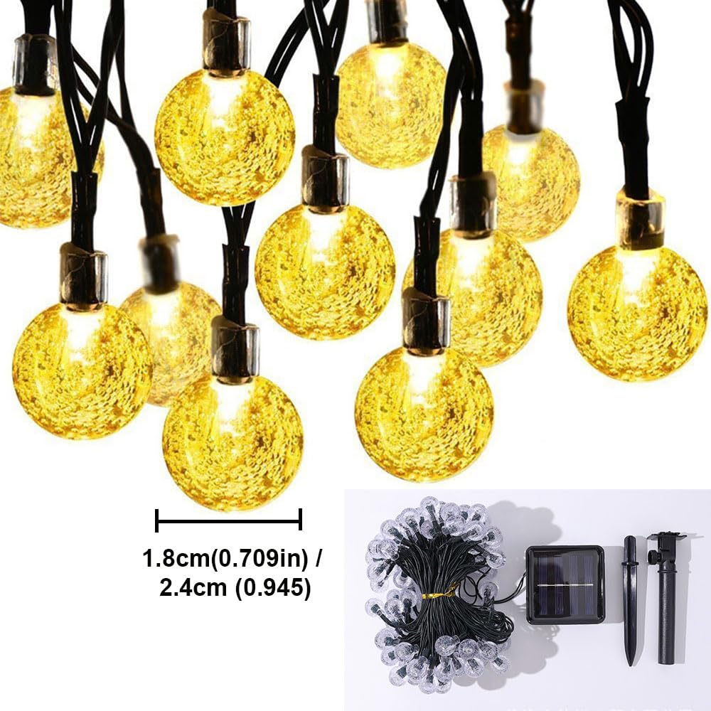 Catena Luminosa Esterno Solare, Bolle Catena Luminosa Solare con LED, IP65 Impermeabile Catena Luci Solari Esterno, Adatta per Festival Feste Terrazze (Colorato,22m, 200 lampadineφ2,4 cm)