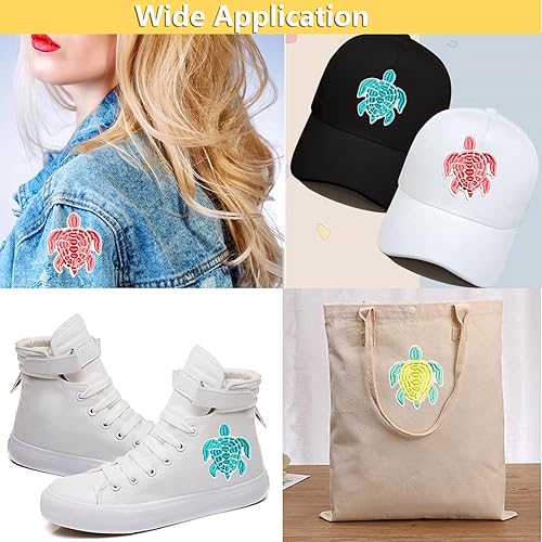 Miniatura 4 de 6 parches bordados para planchar, parches para planchar con tortugas marinas, parches bordados, parches bordados, paquete de decoraciones para ropa,