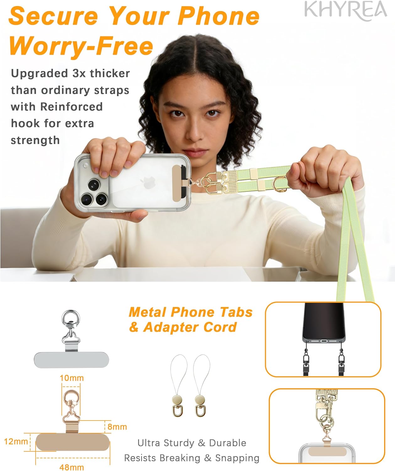 Phone Lanyard Strap, 7-in-1 Anti-Theft Adjustable, 2 Phone Tabs, Magnetic Tangle-Free Crossbody, Universal, Green