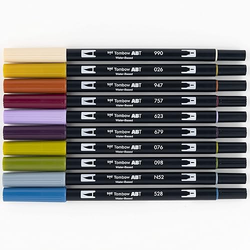 Vista 62 de Tombow Bolígrafos de doble punta. Marcadores artísticos, Escala de grises, Paquete de 10