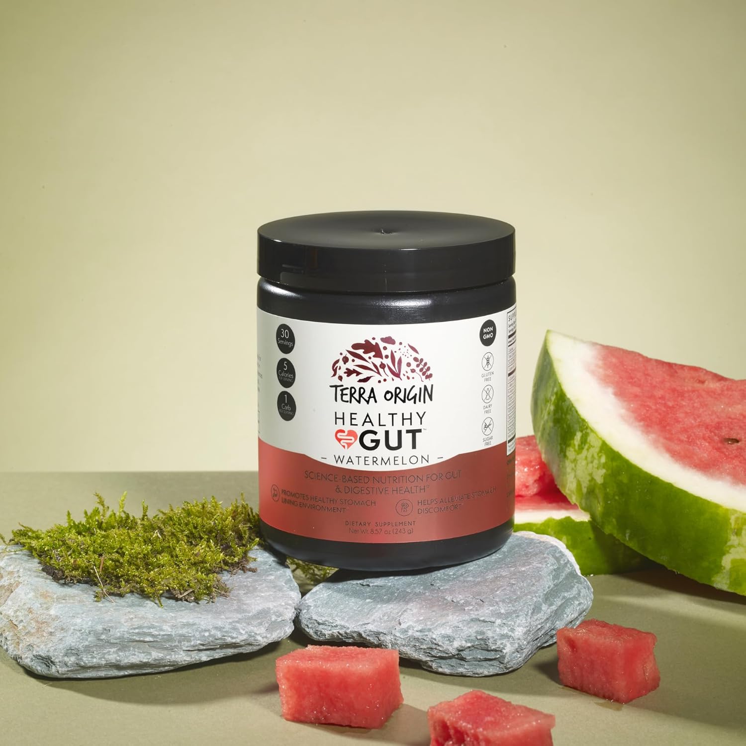 TERRA ORIGIN Healthy Gut Watermelon | 30-Servings with L-Glutamine, Zinc, Glucosamine, Slippery Elm Bark, Marshmallow Root and More! - Image 2