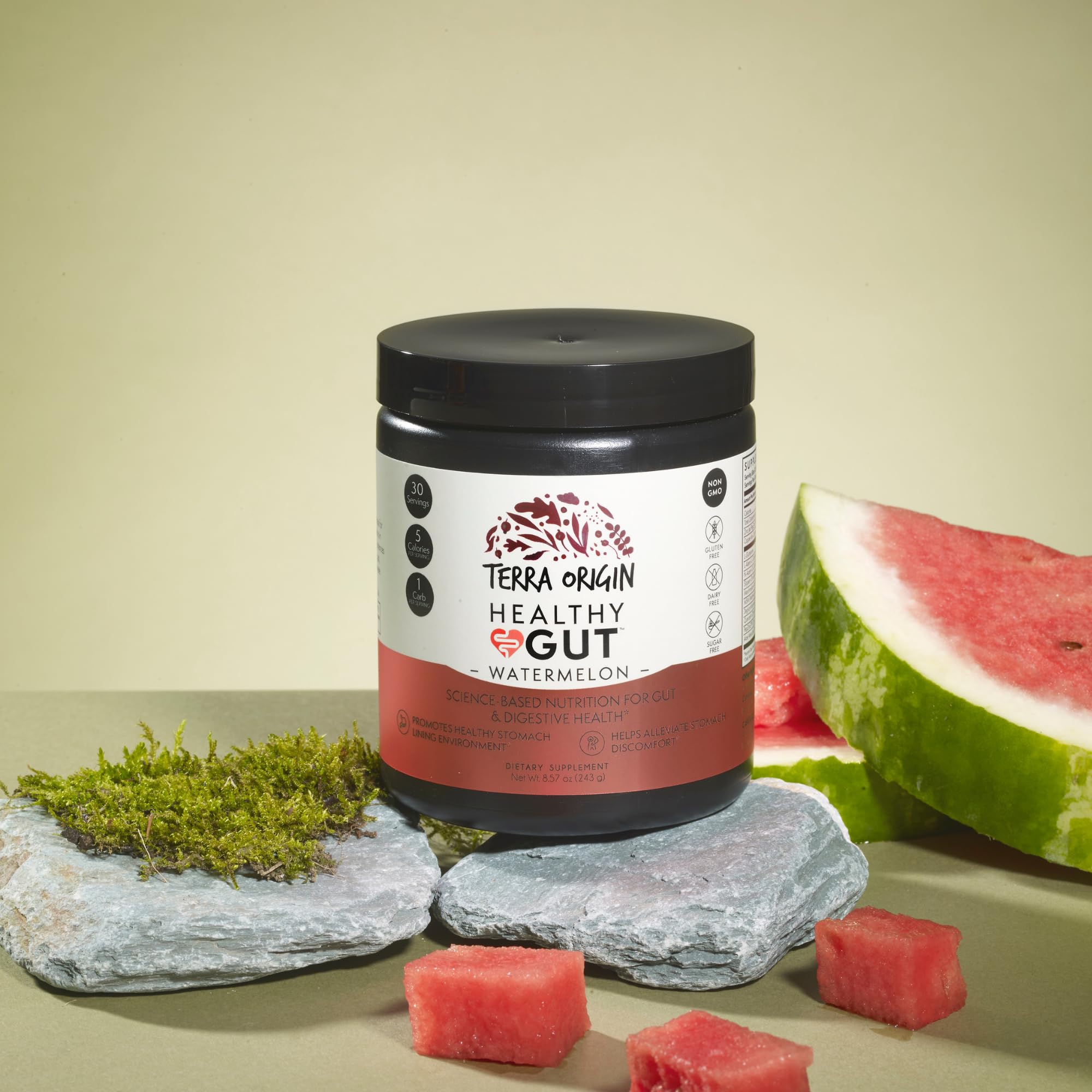 TERRA ORIGIN Healthy Gut Watermelon | 30-Servings with L-Glutamine, Zinc, Glucosamine, Slippery Elm Bark, Marshmallow Root and More! — Amazon image 2