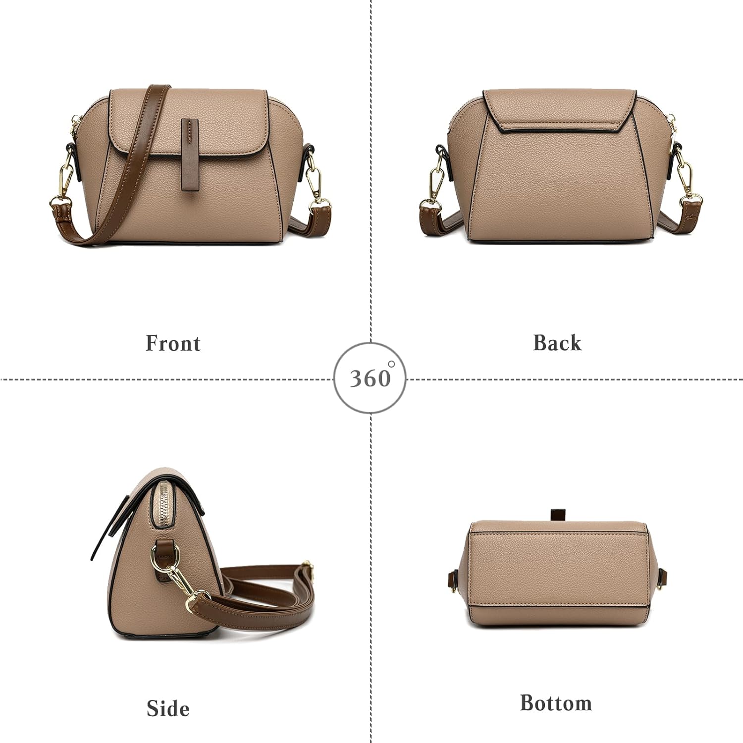 PORRASSO Fashion Crossbody Bag Women Shoulder Bag Handbag Ladies Satchel Messenger Bag for Dating Travel Daily Use Black