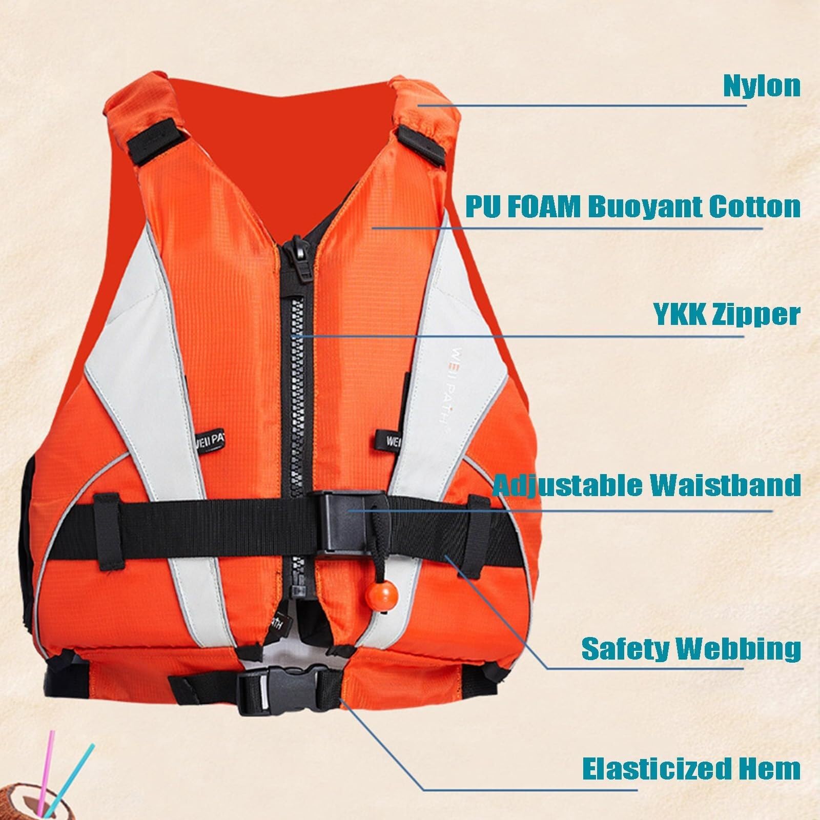 Swim Vest with Adjustable Safety Strap Unisex Adult Fishing Swim Vest Safety Float for Diving Snorkeling Swimming Surfing Water Sports Boating Kayaking Outdoor Safety Gear