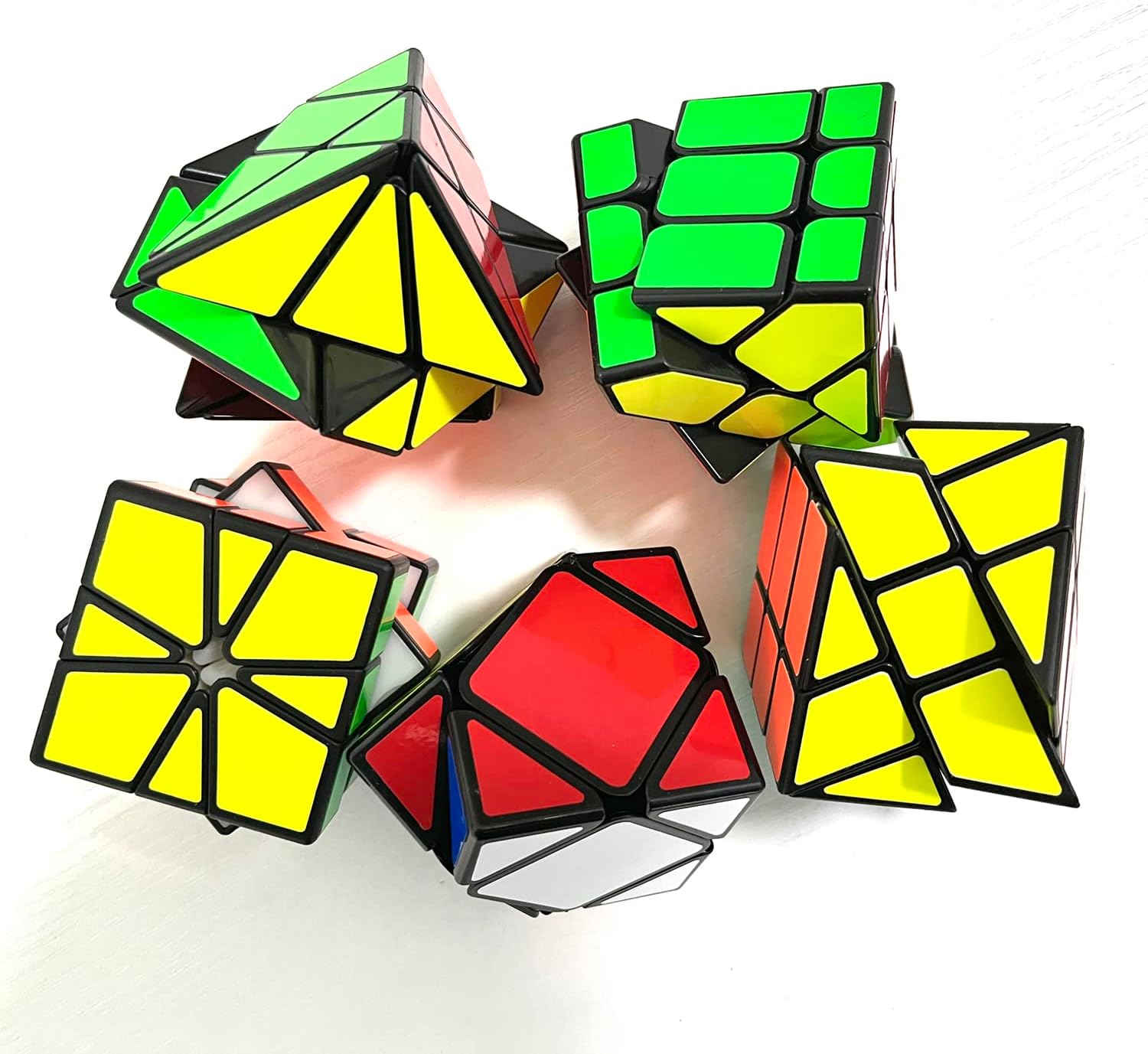 Speed Cube Set, Magic Cube Bundle of 3x3 Axis Cube Windmill Cube Fisher Cube SQ1 Cube and Skewb Cube Suitable for Brain Development Puzzle Games Brain Teaser Black 5 Pack