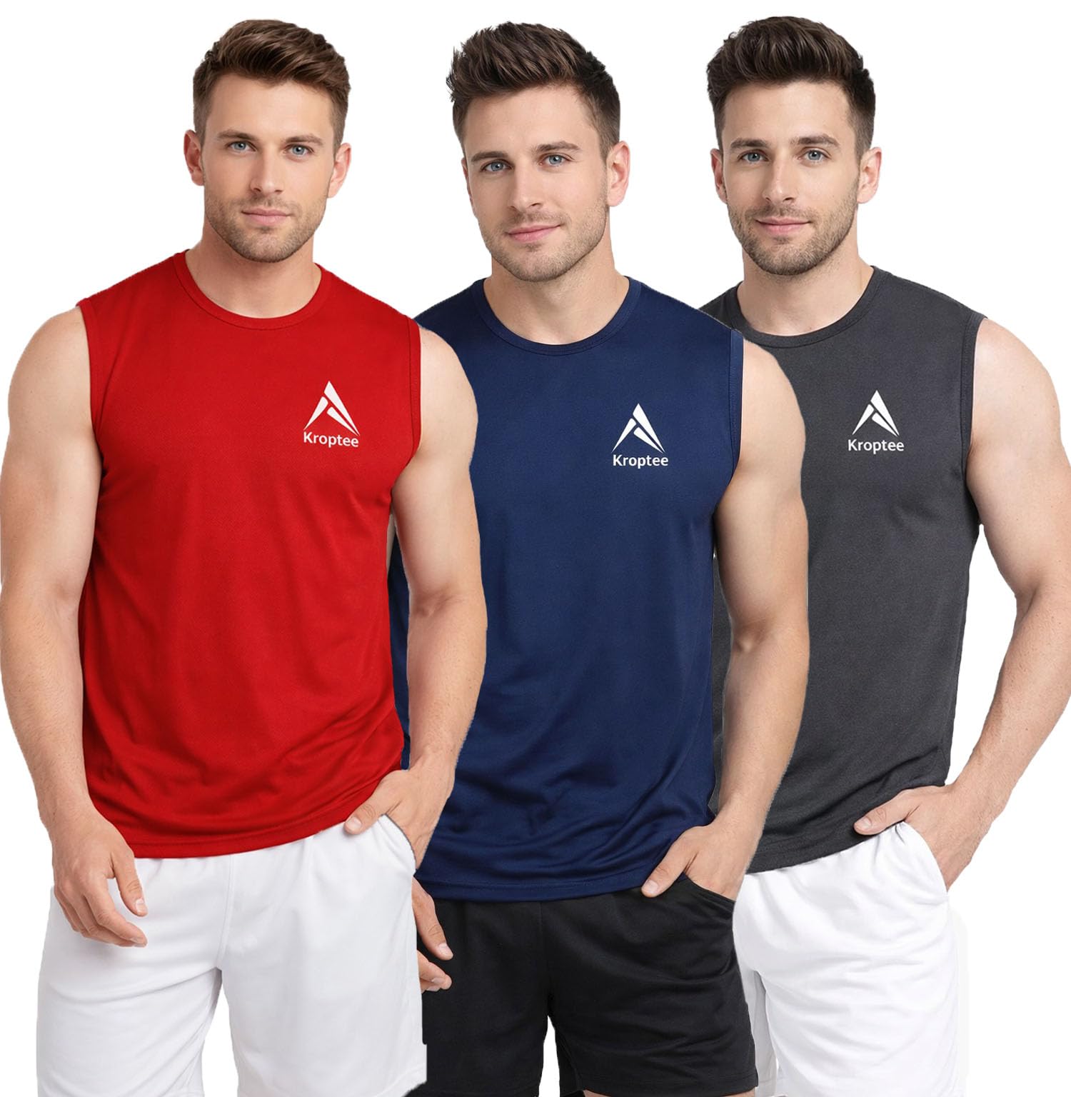 kroptee Stylish Vest for Men | Vest for Boys - Perfect for Gym Workouts,| Men's Tank Top Regular fit|Cotton Combo Pack of 3 Sports Vest-picture-43