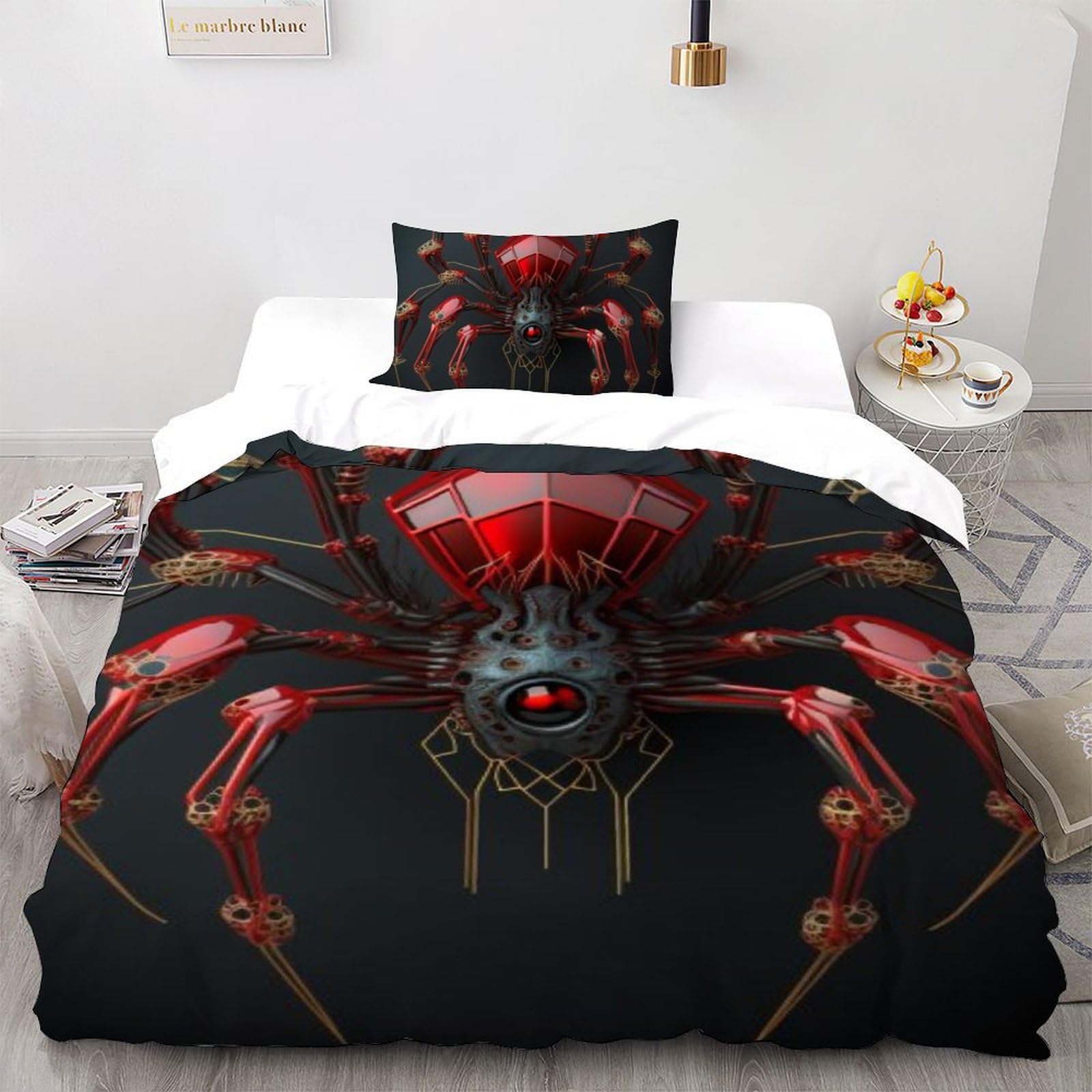 Housse de couette araignée 135x200 microfibre pour lit simple garçon