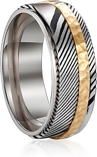 Men's Ring 6-8mm Wedding Band with Comfortable Fit Size 8-12