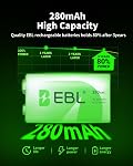 EBL 4 Pack 9V 6F22 Rechargeable Batteries 9 Volts Ni-MH 280mAh Low Self-discharged