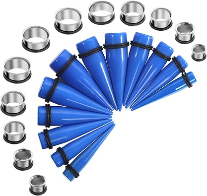 Oyaface 24PC Ear Stretching Kit 00G-13/16 10-20mm Big Gauges -Stainless Steel Single Flare Tunnels Plugs Solid Acrylic Tapers Stretchers Weights Expanders Eyelets