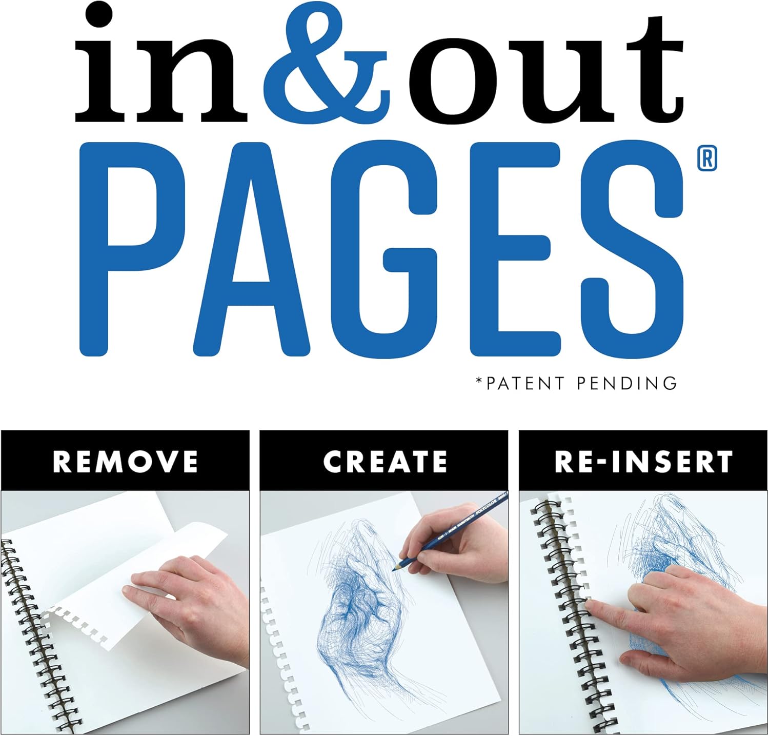 Grumbacher 5.5" x 8.5" Mixed Media Paper Pad with in & Out Pages, 98 lb. / 160 GSM, Side Wire Bound, 60 White Sheets/Pad, 3-Pack