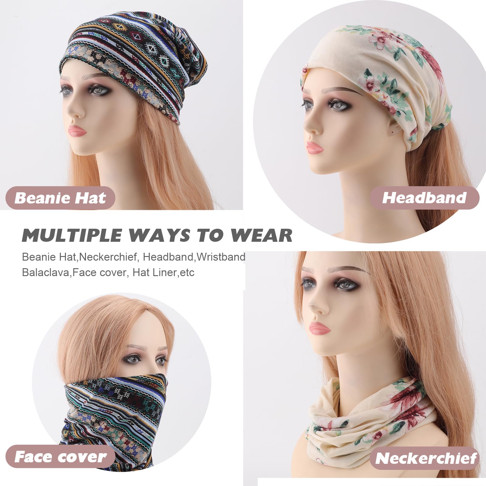DRESHOW Bonnet Souple Bonnets Chapeaux Femme Slouch Jersey Léger Respirant Bonnet Tombant Chapeau pour Chimio Femmes