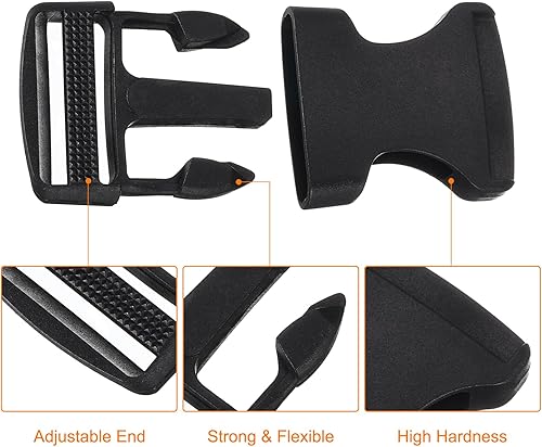 Miniatura 4 de uxcell Hebilla de liberación lateral, doble hebilla ajustable de plástico clips de repuesto para mochila de equipaje correa cinturón