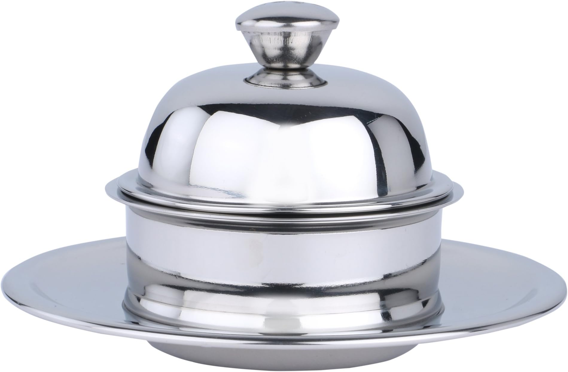 Ajay Steel Butter Dish with Lid For Kitchen Dining Tableware , Stainless Steel Strong Hygenic