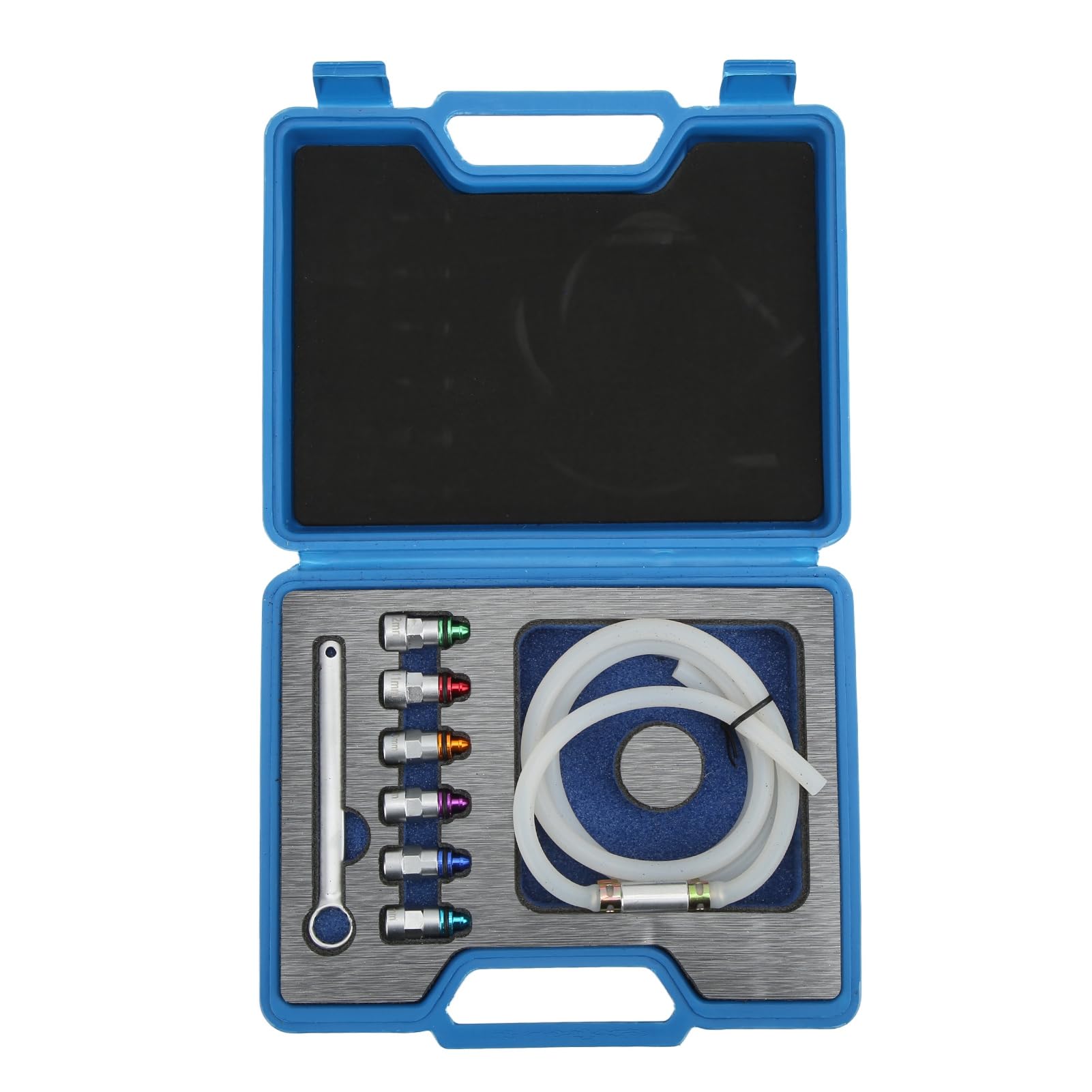 Metal Rubber Brake Bleeder Wrench Kit, 7?12mm 6 Adapters 1 Drain Hose, Universal for Car SUV Light Truck Motorcycle