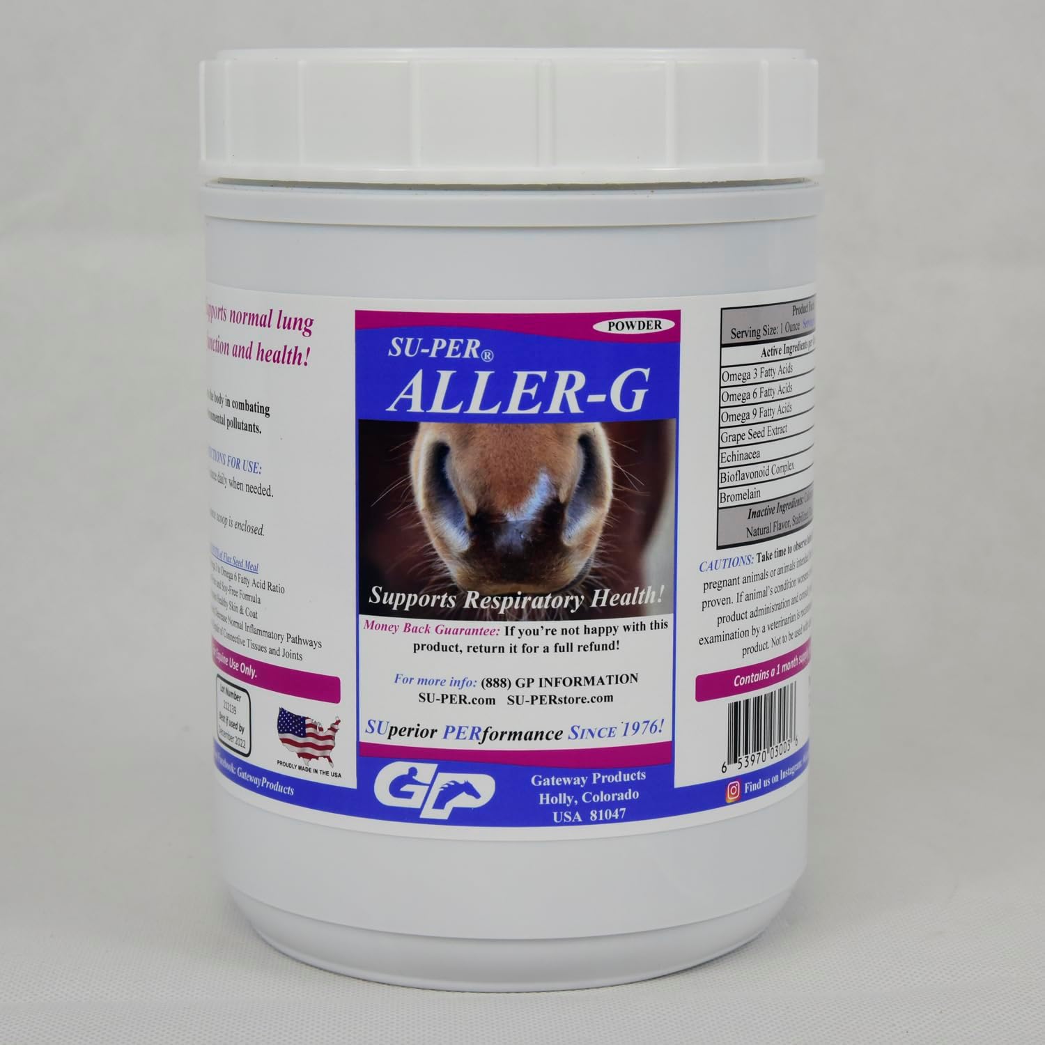 SU-PER Aller-G Respiratory Support for Horses - Horse Allergy Supplement Powder for Healthy Immune System & Lung Support - Combats Allergies & Environmental Pollutants - 2.5 Pounds