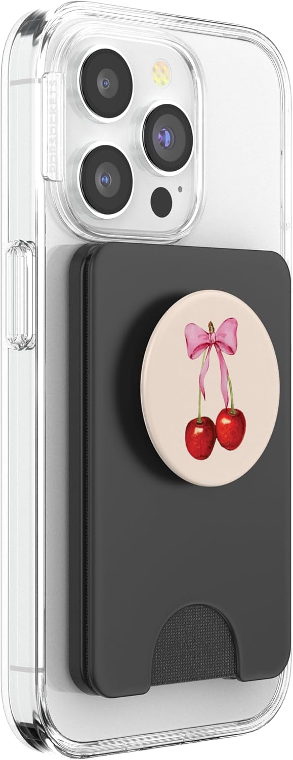 Cherry Pink Bow Coquette Soft Girl Aesthetic PopSockets PopWallet for MagSafe