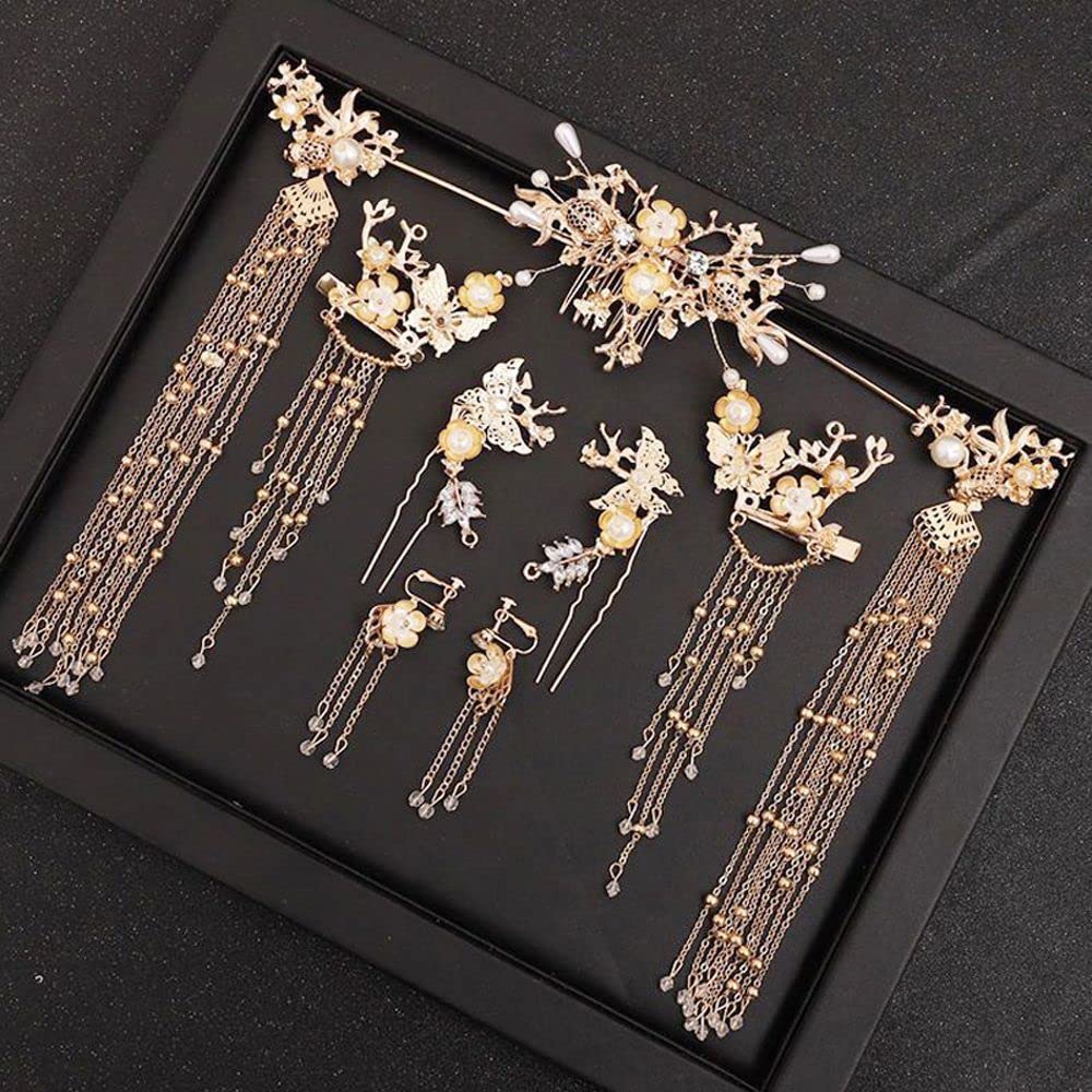 Amazon.com : Chinese Hair Pins Set Pearl Tassel Hair Stick  display picture 3