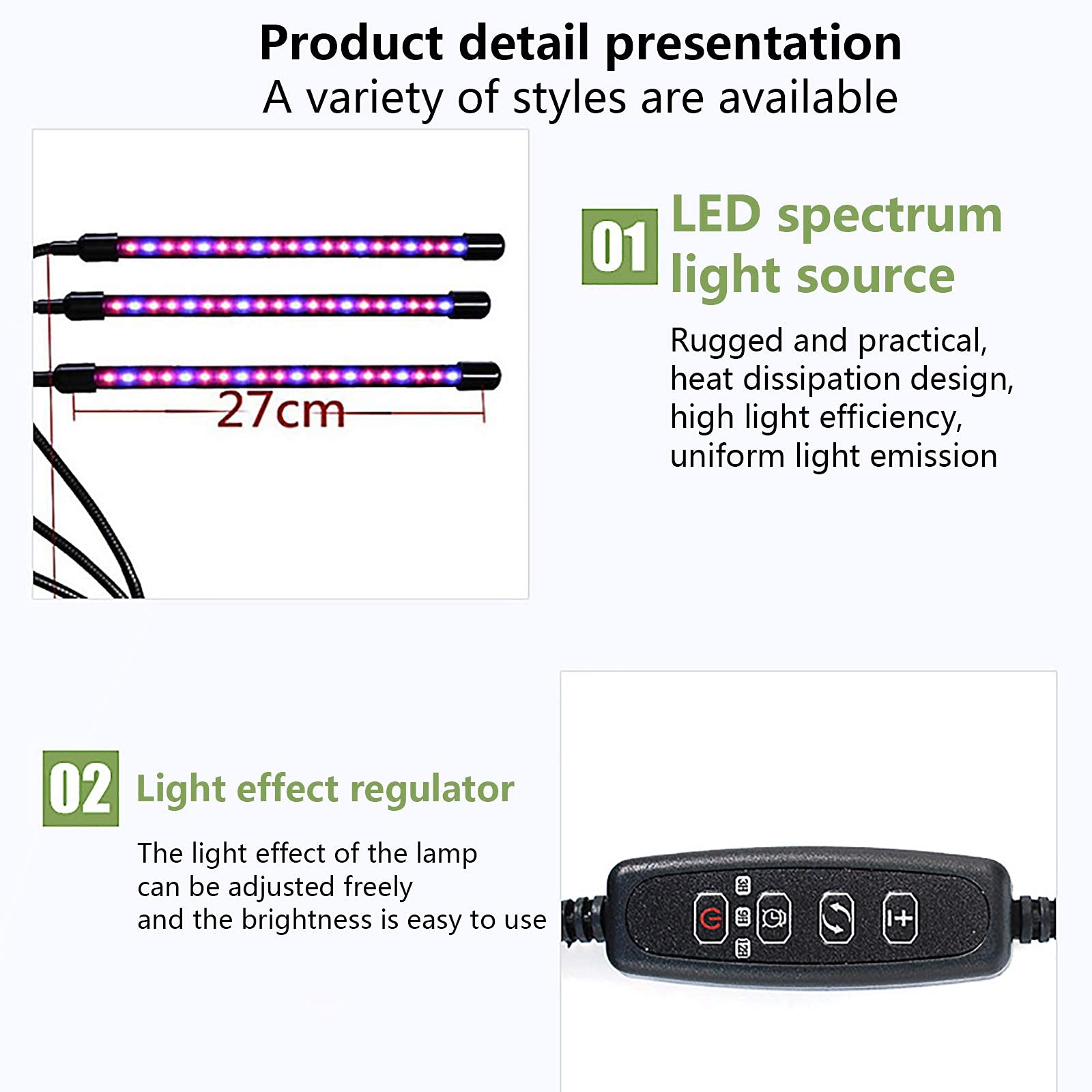 Grow Lights Indoor, Plant Grow Light 30W Grow Lights pour plantes d'intérieur, modes de synchronisation de la lumière des plantes à spectre complet et 9 lampes de croissance à intensité variable pour