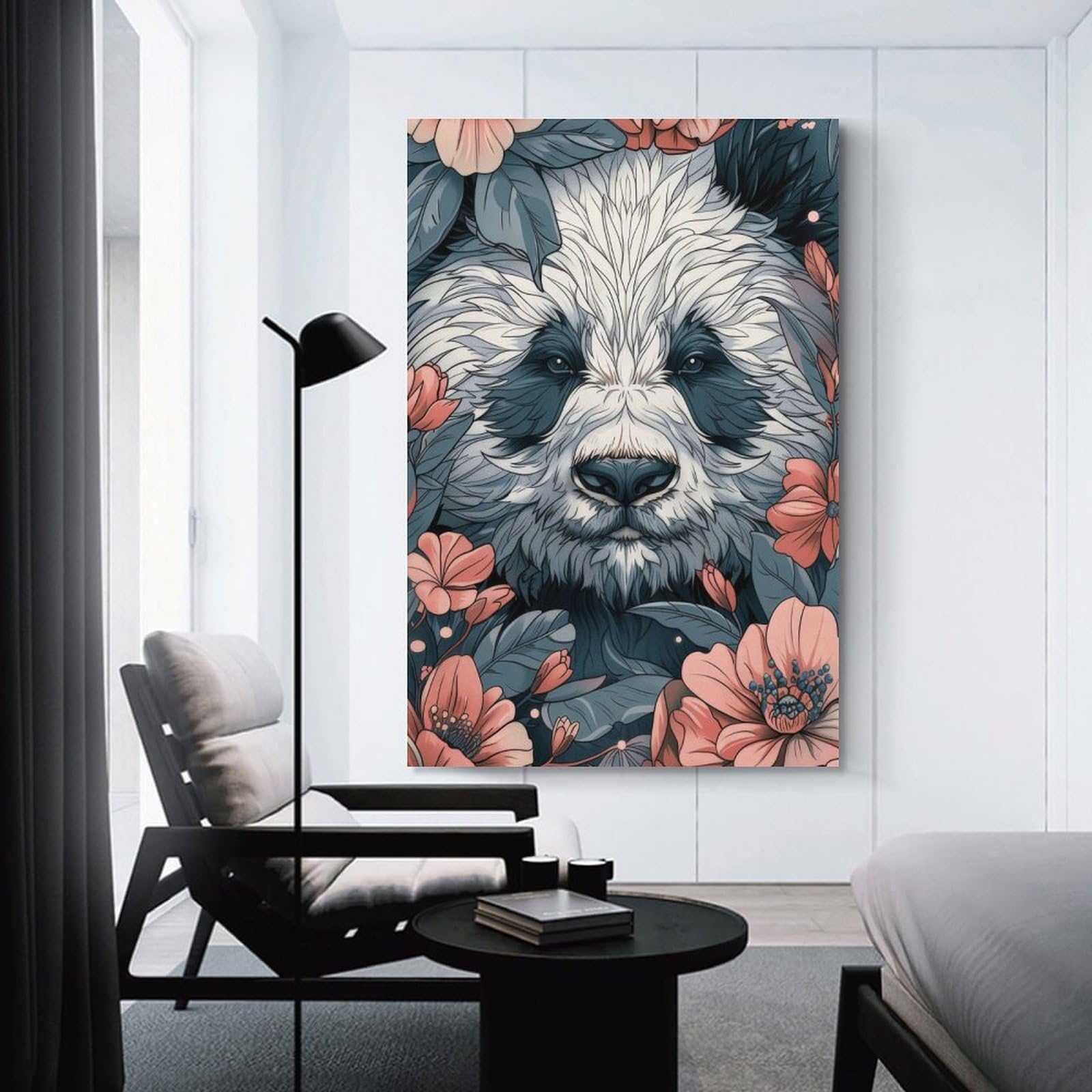 Junmoney Panda Home Decor Wall Art 08x12inch(20x30cm), for Hallway, Bedroom Or Modern Interiors, Canvas Artwork with Gifting Potential