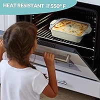 Vista 6 de Boxiki Kitchen Molde para hornear de 8 x 8 pulgadas, molde cuadrado de cerámica antiadherente para pastel para horno, molde para brownies con mango