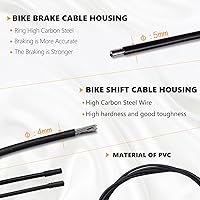 Vista 5 de Kit de cable universal para bicicleta Mannk - Carcasa de cable de cambio y freno con tapas de extremo y juntas tóricas para reparación de bicicleta