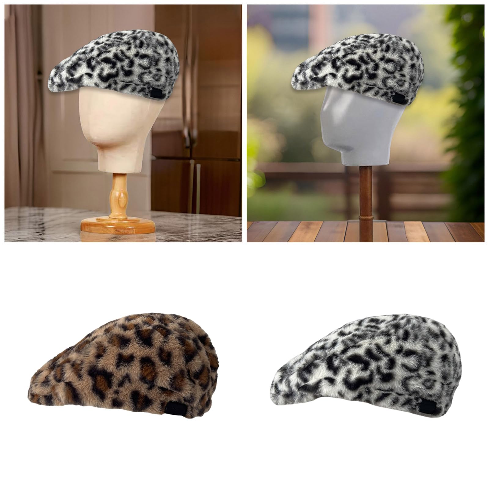 Plush Hat for Women Girl French Flap Hat Outdoor Street Shopping Caps for Adult Unisex Painters Hat White