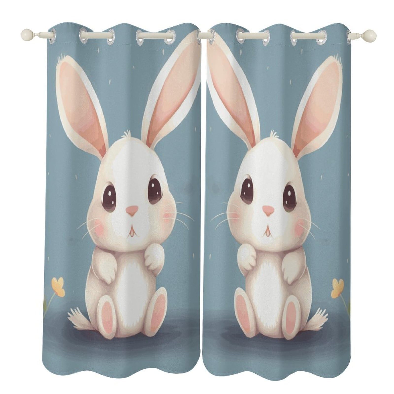 Rideaux occultants pour chambre à coucher au motif lapin apaisant
