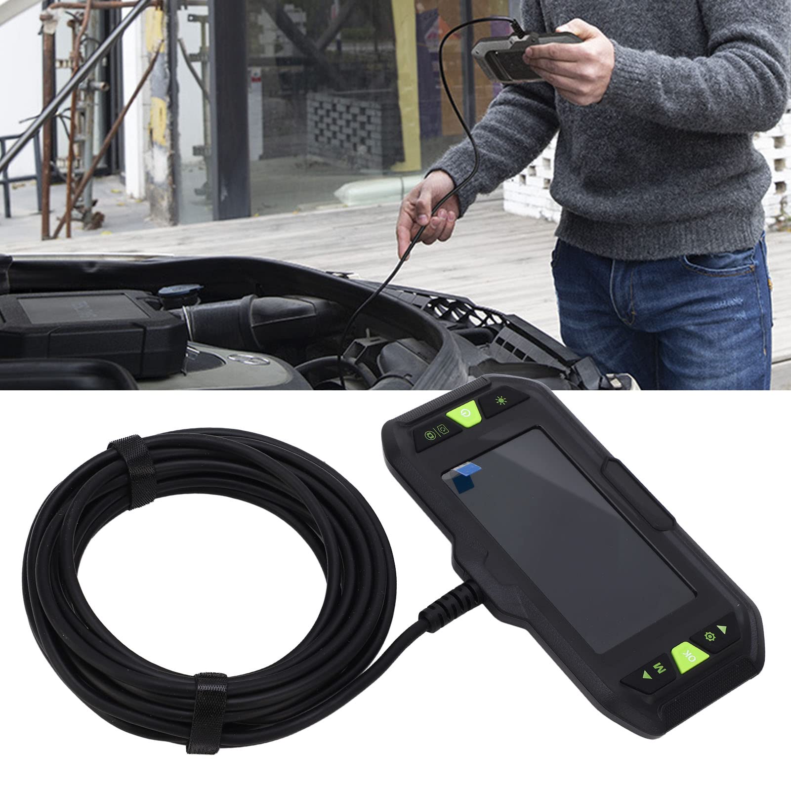 Endoskop-Endoskopkamera mit 4,3-Zoll-IPS-Bildschirm, ABS-Industrie-Endoskop, 3-Objektiv, 7,9-mm-Kamera, 1080P-Foto, IP67 Wasserdicht, für Rohrinspektion, Kanalwandmechanik