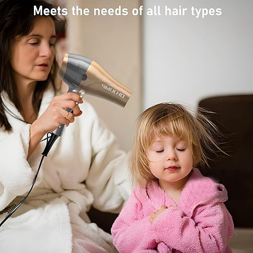 Miniatura 7 de OHJUMP Mini secador de pelo de viaje con difusor, secador de pelo compacto portátil de doble voltaje, enchufe de la UE, 1875 W, potente secado