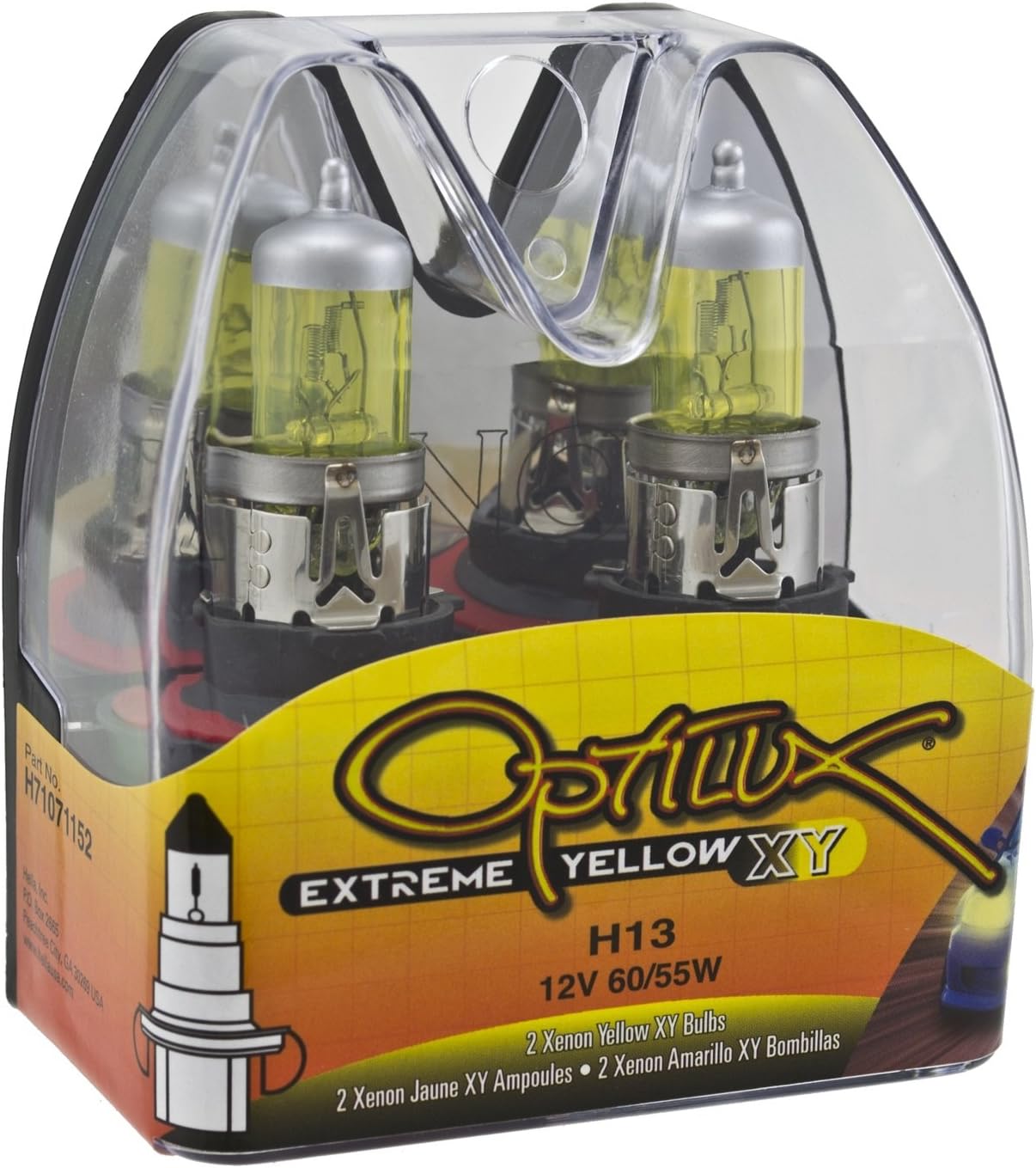 H71071152 Optilux XY Series H13 9008 Xenon Yellow Halogen Bulbs, 12V, 60/55W, 2 Pack