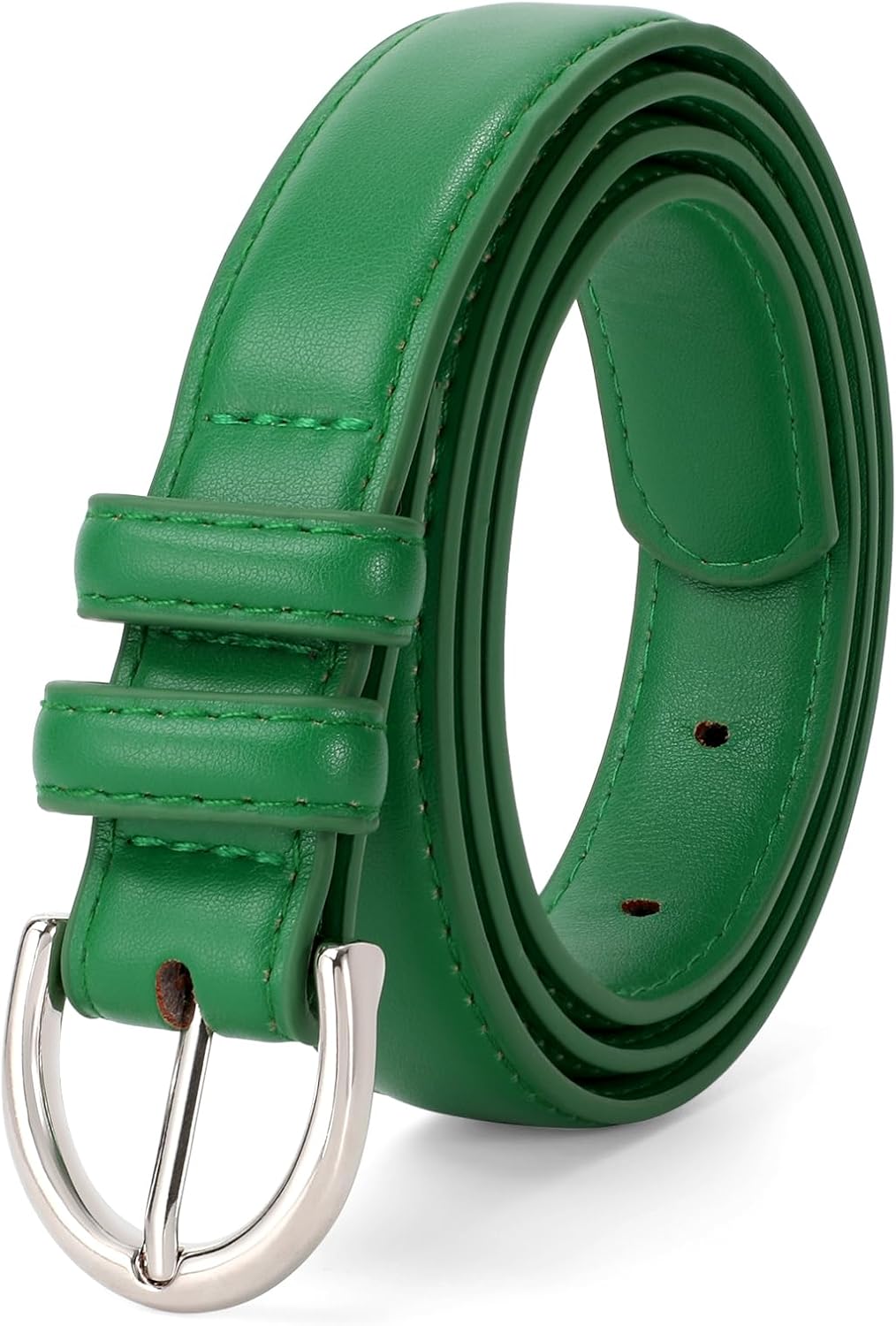 SANSTHS Women Leather Belt for Jeans Pants Fashion Ladies Skinny Belt for Dresses Thin Belt with Single Prong Buckle - Image 7