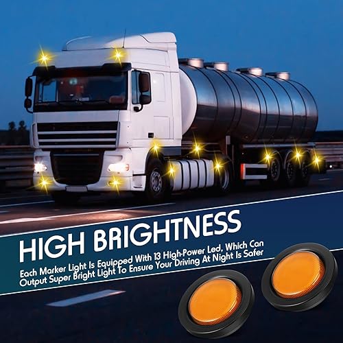 Miniatura 6 de Luces redondas de 2.5 pulgadas, 13 luces LED indicadoras de marcador laterales delanteras y traseras, impermeables, 12 V, selladas, luces de