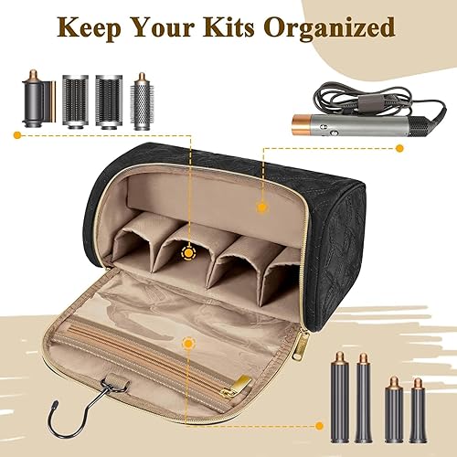 Miniatura 5 de Mancro Estuche organizador de viaje apto para Dyson Airwrap, secador de pelo, 4 barriles rizadores, 2 cepillos alisadores, cepillo voluminizador,