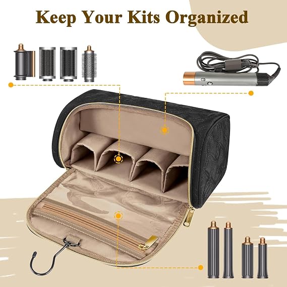 Mancro Padded Travel Case Compatible with Dyson Airwrap, Black