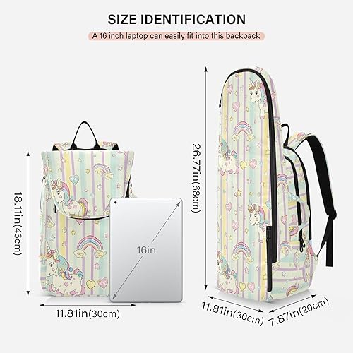 Miniatura 3 de Mochila de tenis de bádminton grande y resistente con diseño de unicornios de dibujos animados, bolsa para raqueta de tenis con capacidad para 2