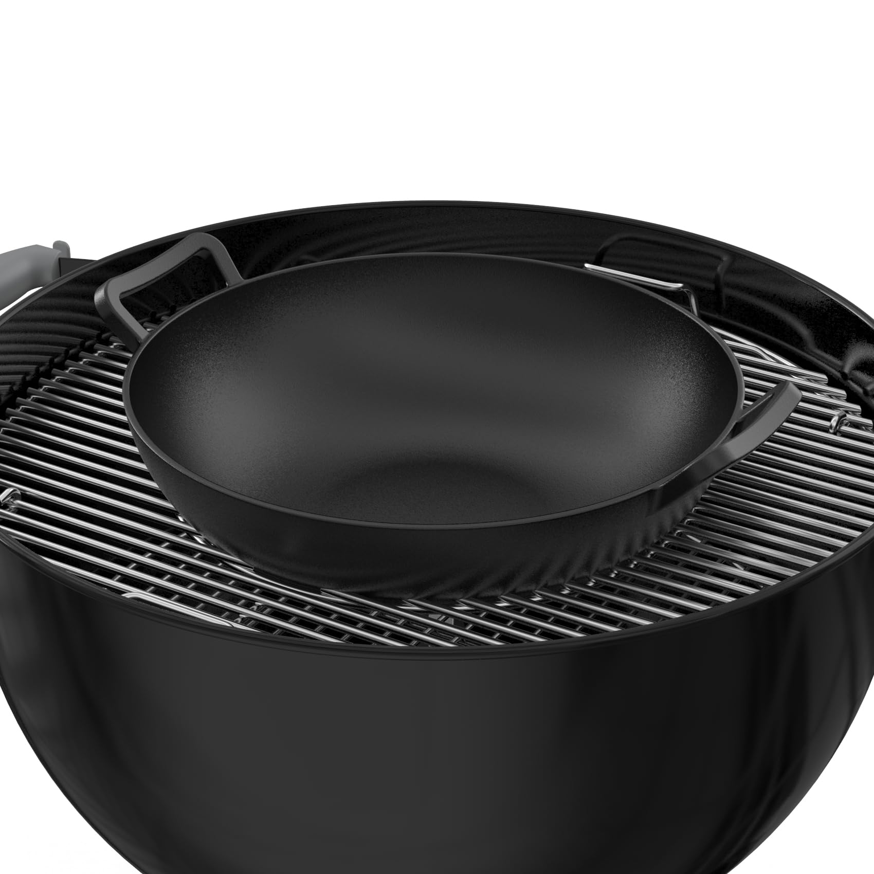 onlyfire Poêle à Wok en Fonte 36cm pour Weber Gourmet BBQ System Spirit II Genesis II GS4 Noir