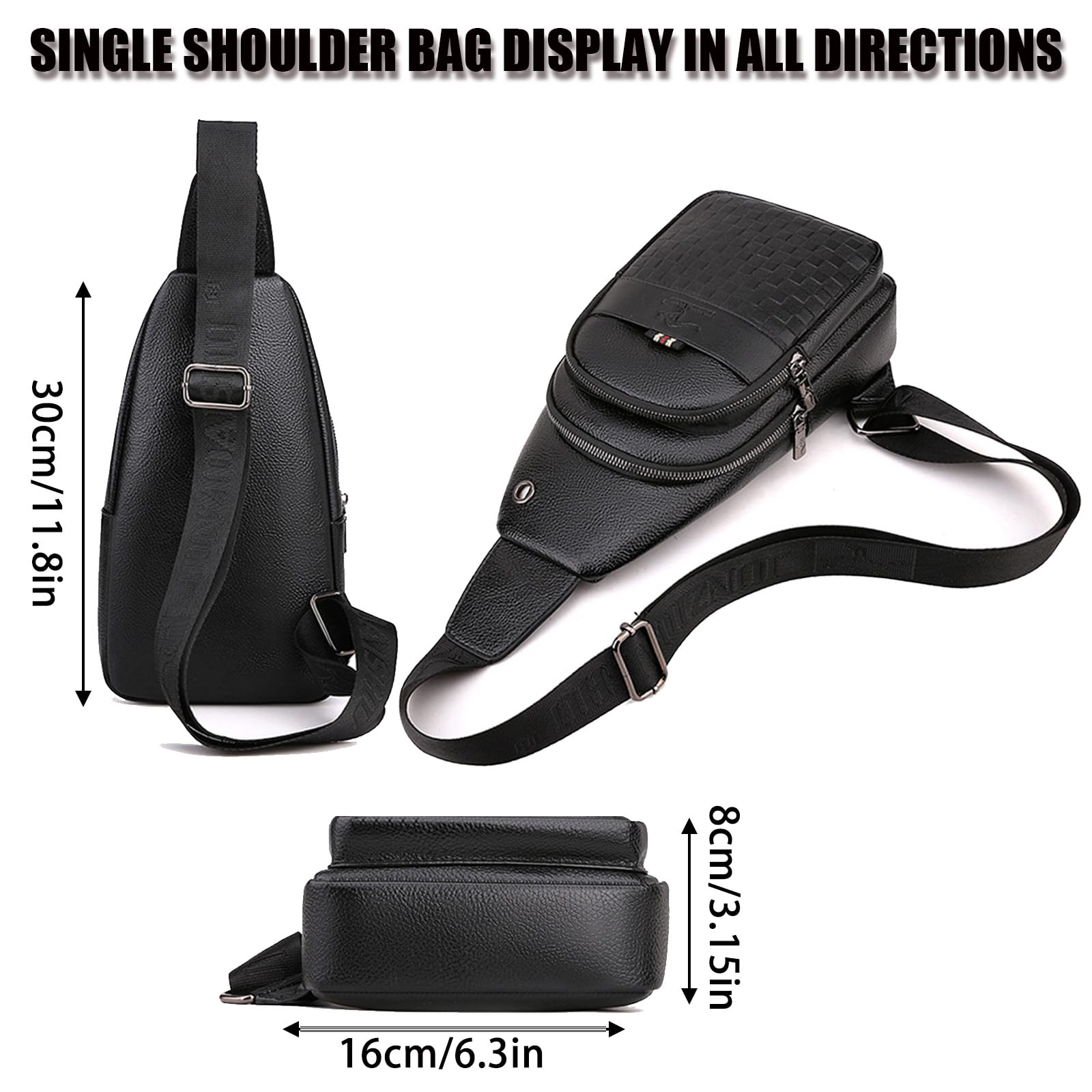 WenbonesBorsello Uomo Tracolla Zaino Monospalla Uomo Pelle Borsa a Tracolla Piccolo Impermeabile Spalla Sling Bag Piccolo Crossbody per Lavoro,Sport e Tempo Libero, Ciclismo, Sport e Viaggi