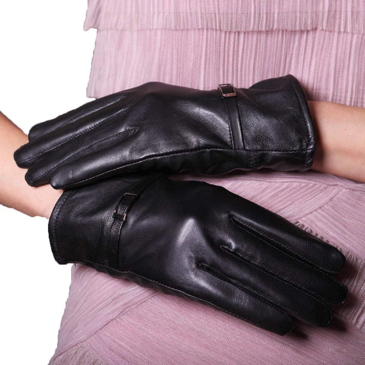 Woman Gloves Keep Waterproof Warm Driving Full Finger Leater Gloves Purple Leather Gloves