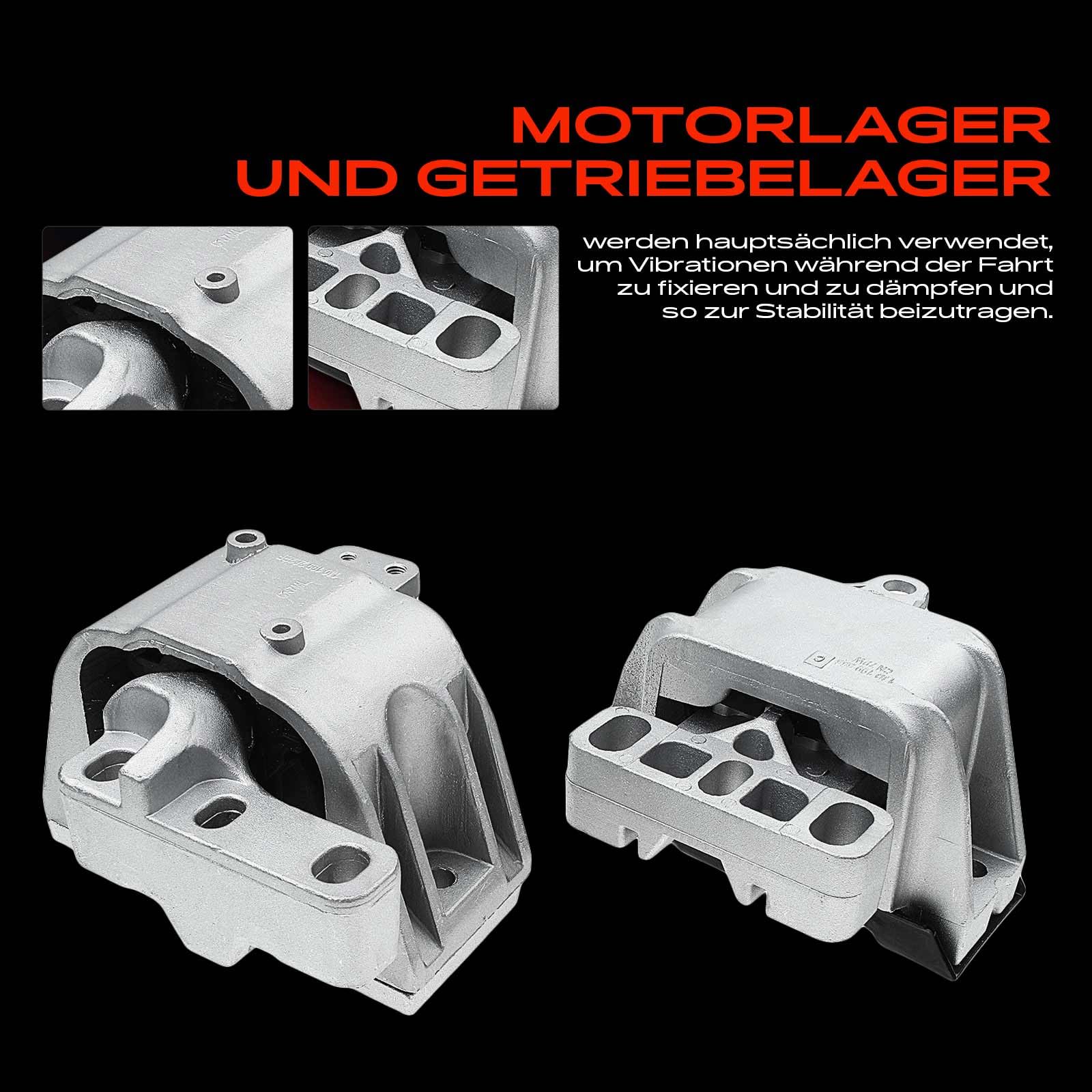 Frankberg 1x Vorne Rechts Motorlager + 1x Schaltgetriebe Getriebelager Kompatibel mit A3 8L1 1.8T qua.ttro 1.8T 1.8 1.9TDI 1996-2003 Leon 1M1 1.8 20V 1.9TDi 1999-2006 Replace# 1J0199262BF