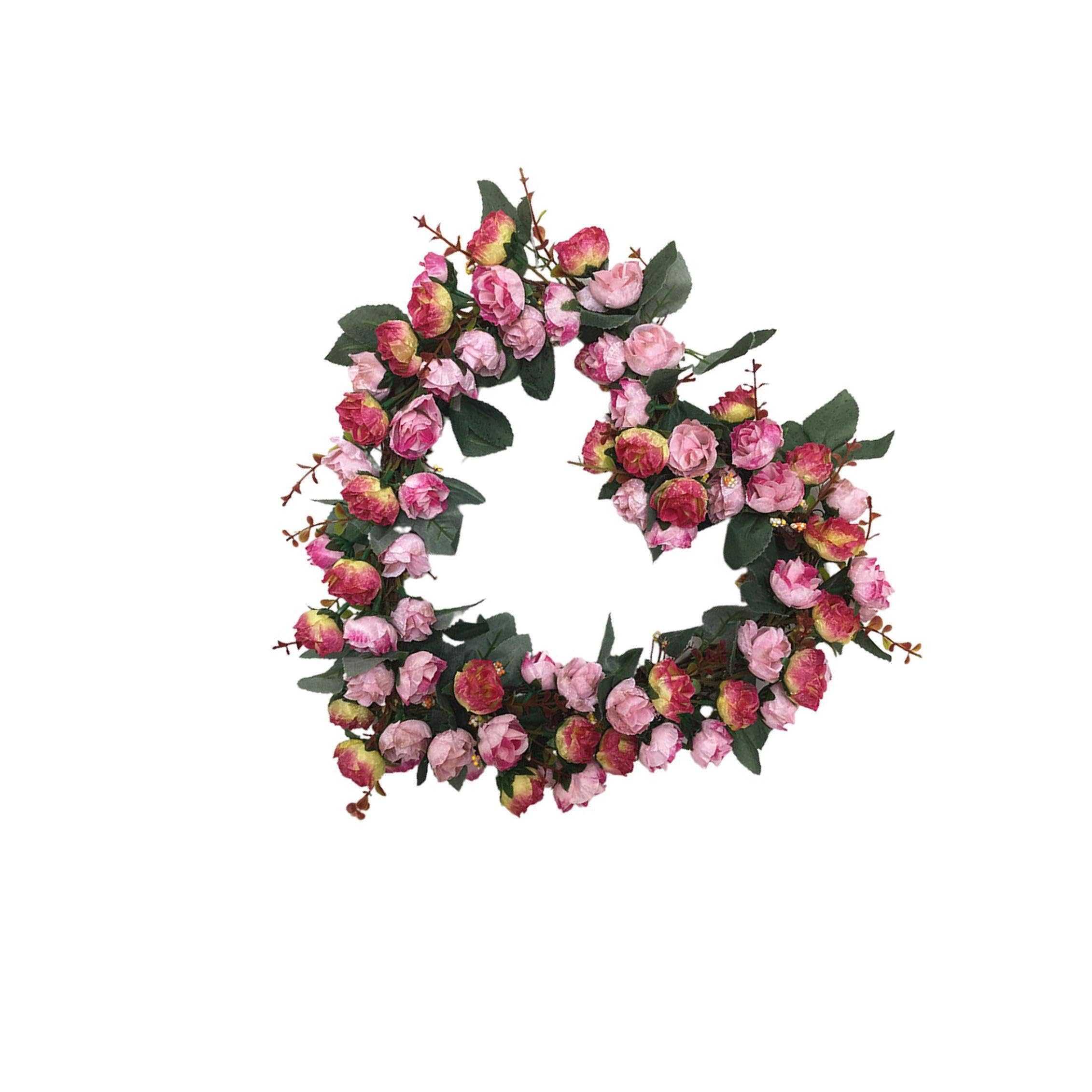PIXZCSA Farmhouse Style R Heart Wreath For Front Door Festive Welcoming Wedding Party Window Festival Knocker Home Indoor, Pink Red, 36cm