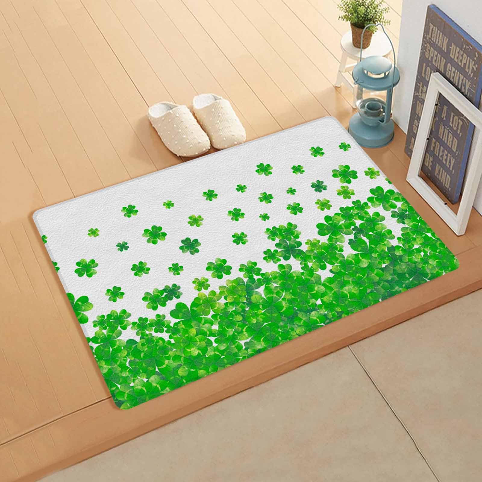 Jolunifun Watercolor Plant Kitchen Bath Door Mat Cushioned Runner Rug,Washable Welcome Floor Sink Antifatigue Mat,Waterproof & Non-Slip Comfort Standing Doormat,St. Patrick's Day Simple White 18