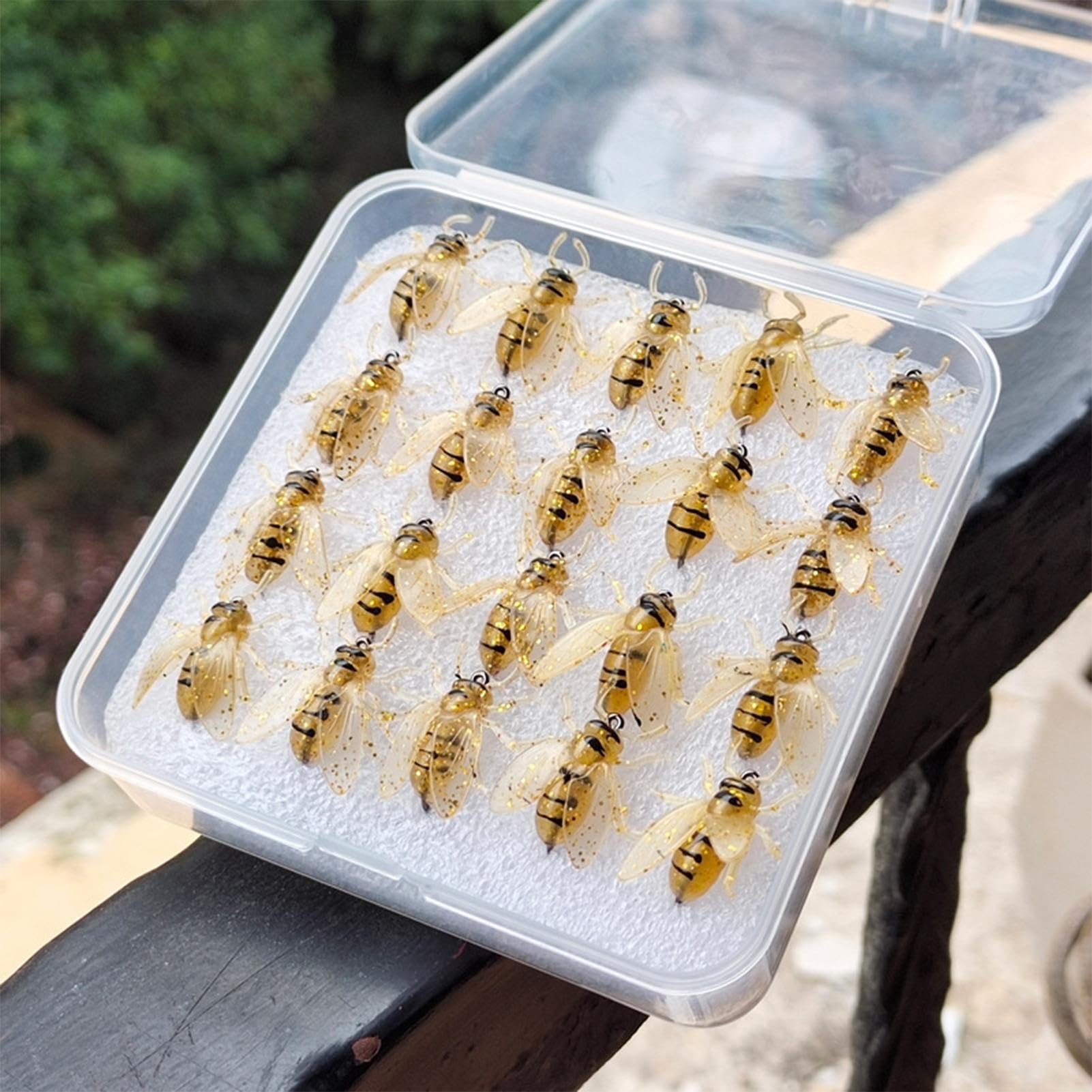 Señuelos De Mosca para Trucha | 20 Unidades con De Abeja Realista para con Mosca - Equipo De con Estuche para Agua Dulce Salada Mar Río Lago Y Estanque