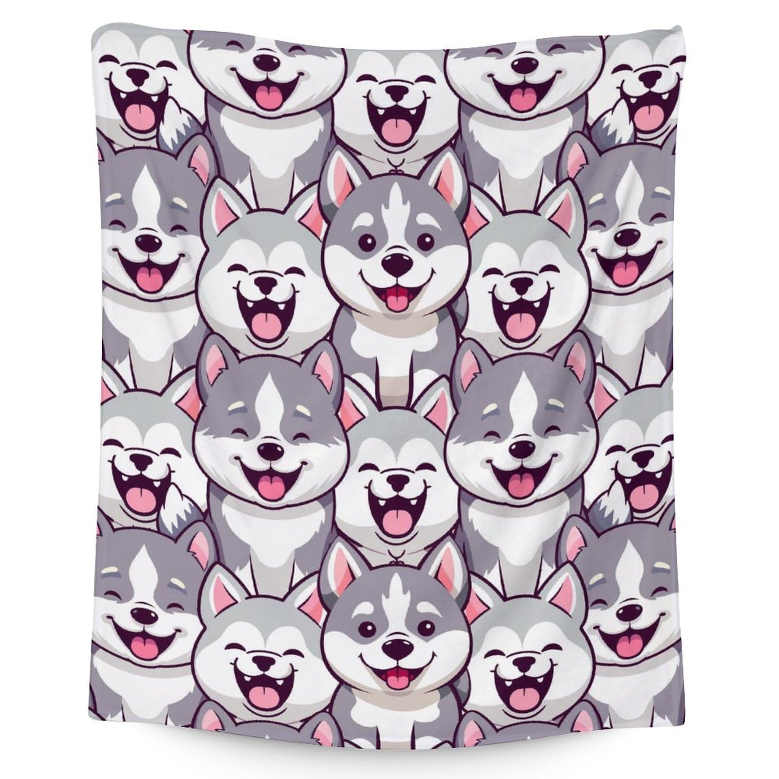 Husky Blanket Gifts - 50x60 Inches Cute Throw Blanket for Girls & Boys - Gray Soft Fuzzy Plush Blankets for Bed, Couch, Sofa