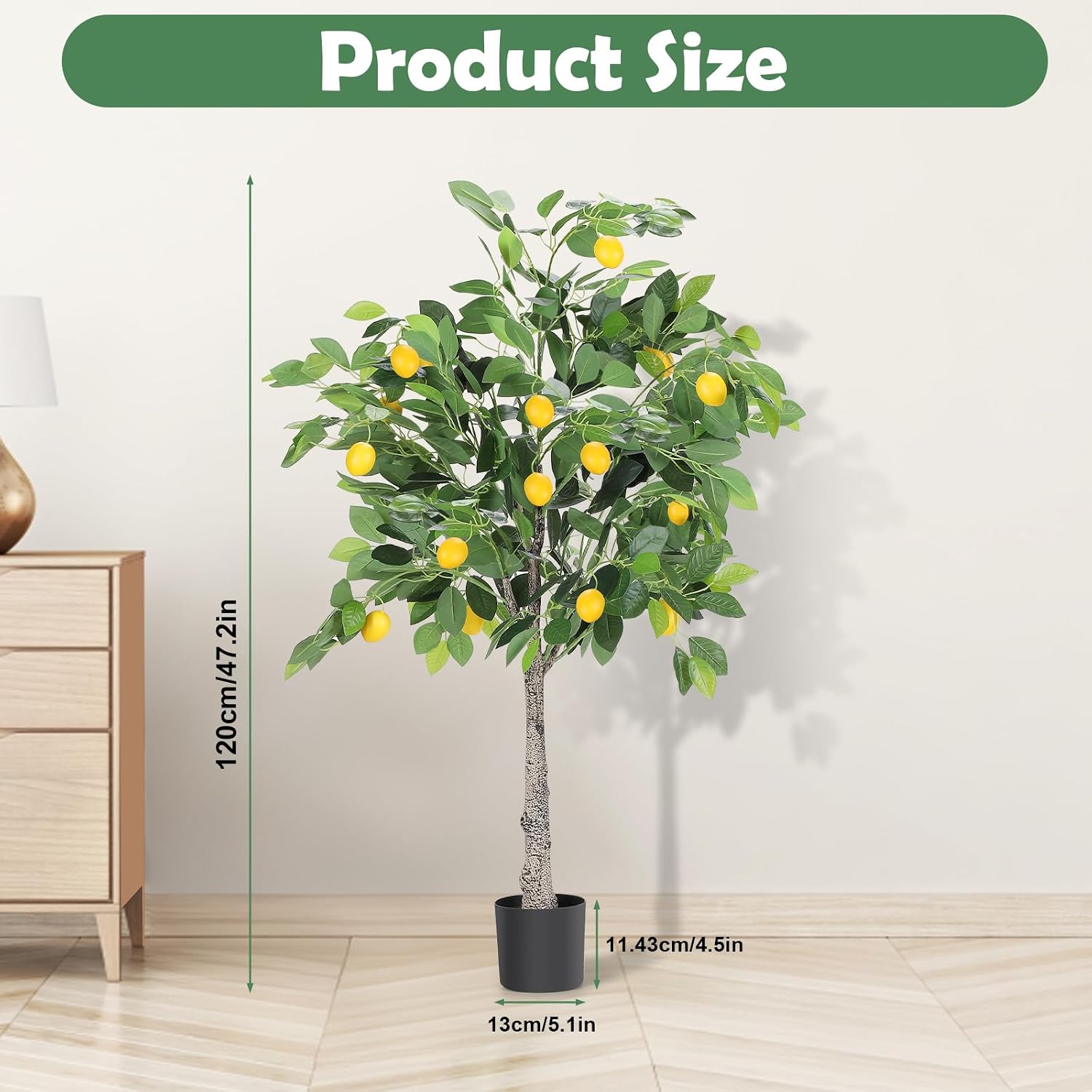Sunexinlo 4FT Artificial Lemon Tree with Pot, Indoor Outdoor Home Decor