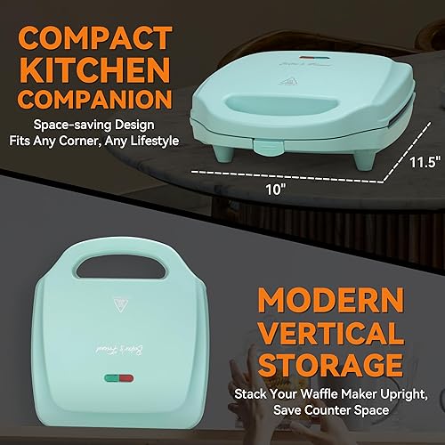 Miniatura 4 de Baker's Friend Mini máquina para hacer gofres múltiples, 6 x 3 pulgadas, pequeña plancha para gofres, perfecta para uso familiar e individual,