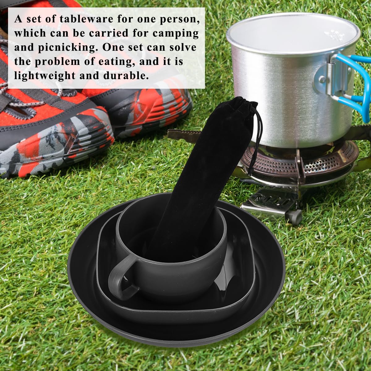 Campeggio Posate 5-teilig Con Custodia Esterno Posate